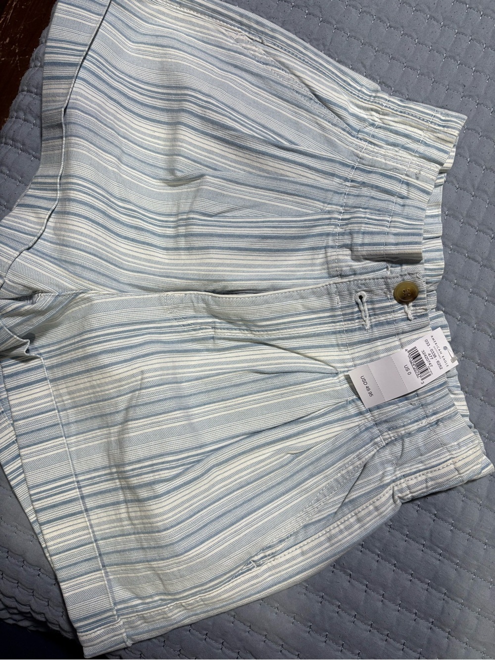 American Eagle Outfitters Light Blue and White Striped Women’s Shorts